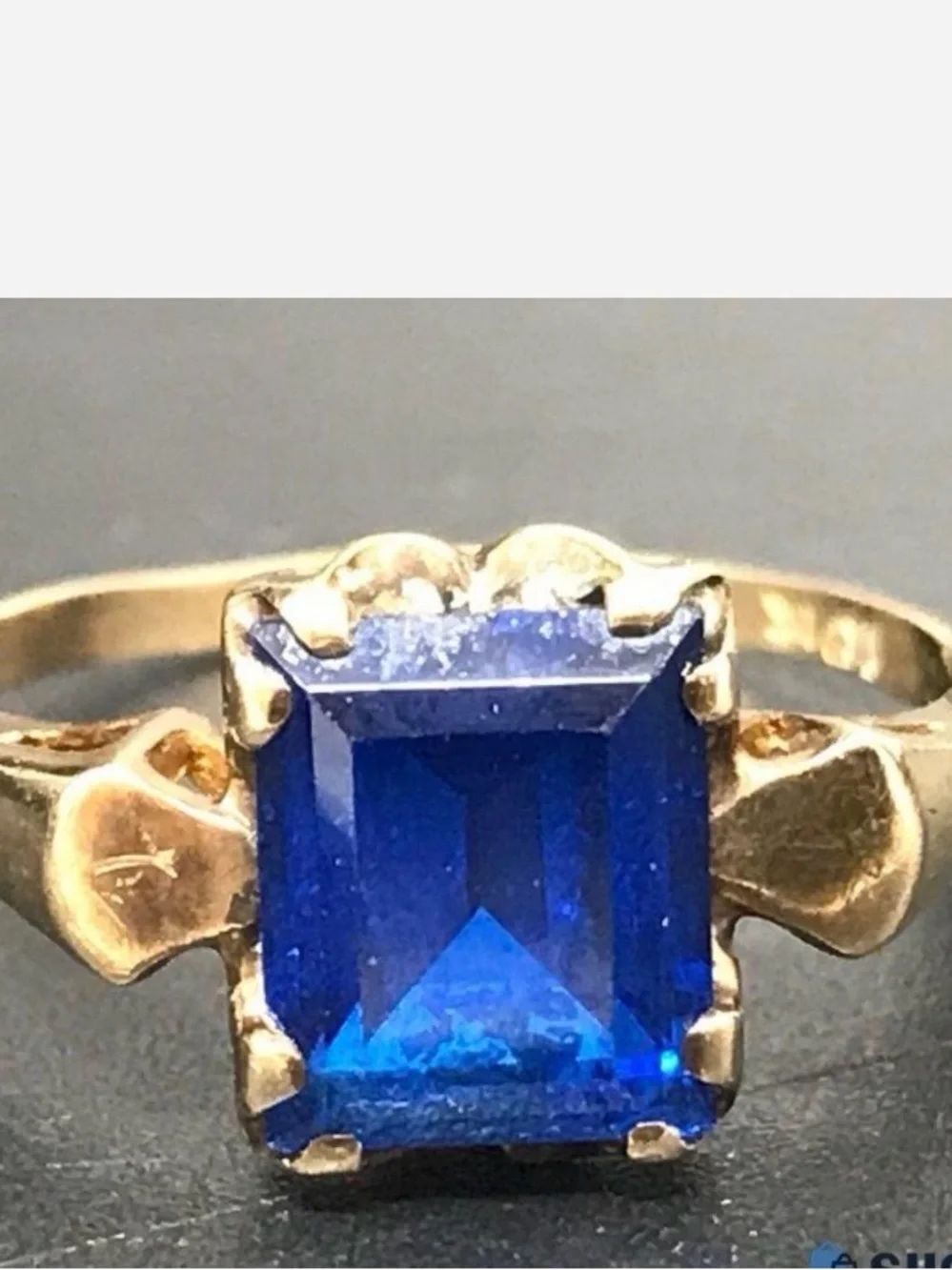 10K Gold Emerald Cut Deep Blue Topaz Solitaire Ring - Size 7 - 2.13gTW